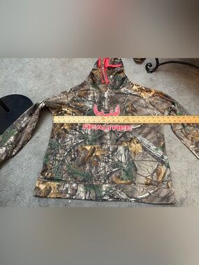 Realtree Camo Hoodie with Red Logo and Drawstrings